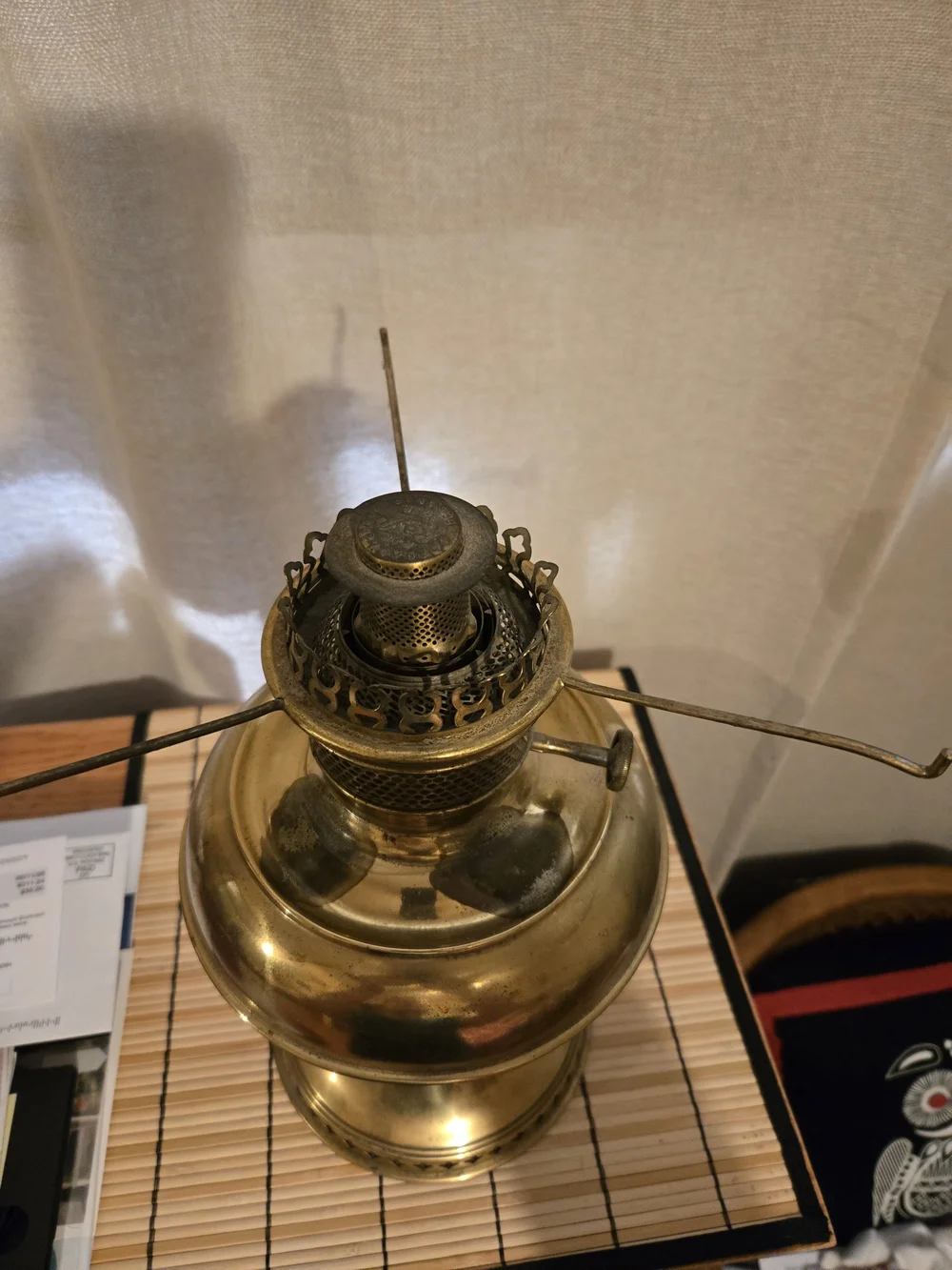 Antique Rayo Oil Lamp Brass Original Center Draft  Late 1800/ 1900s Kerosene